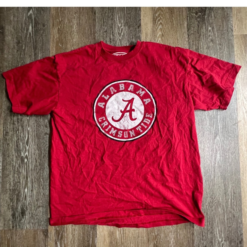 E5 Alabama Crimson Tide T-Shirt Mens Large Red Graphic Tee‎ Cotton NCAA